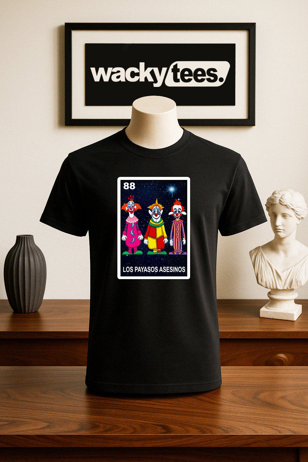 Los Payasos Asesinos Loteria Clowns From Space Horror Funny Graphic Tee Shirt