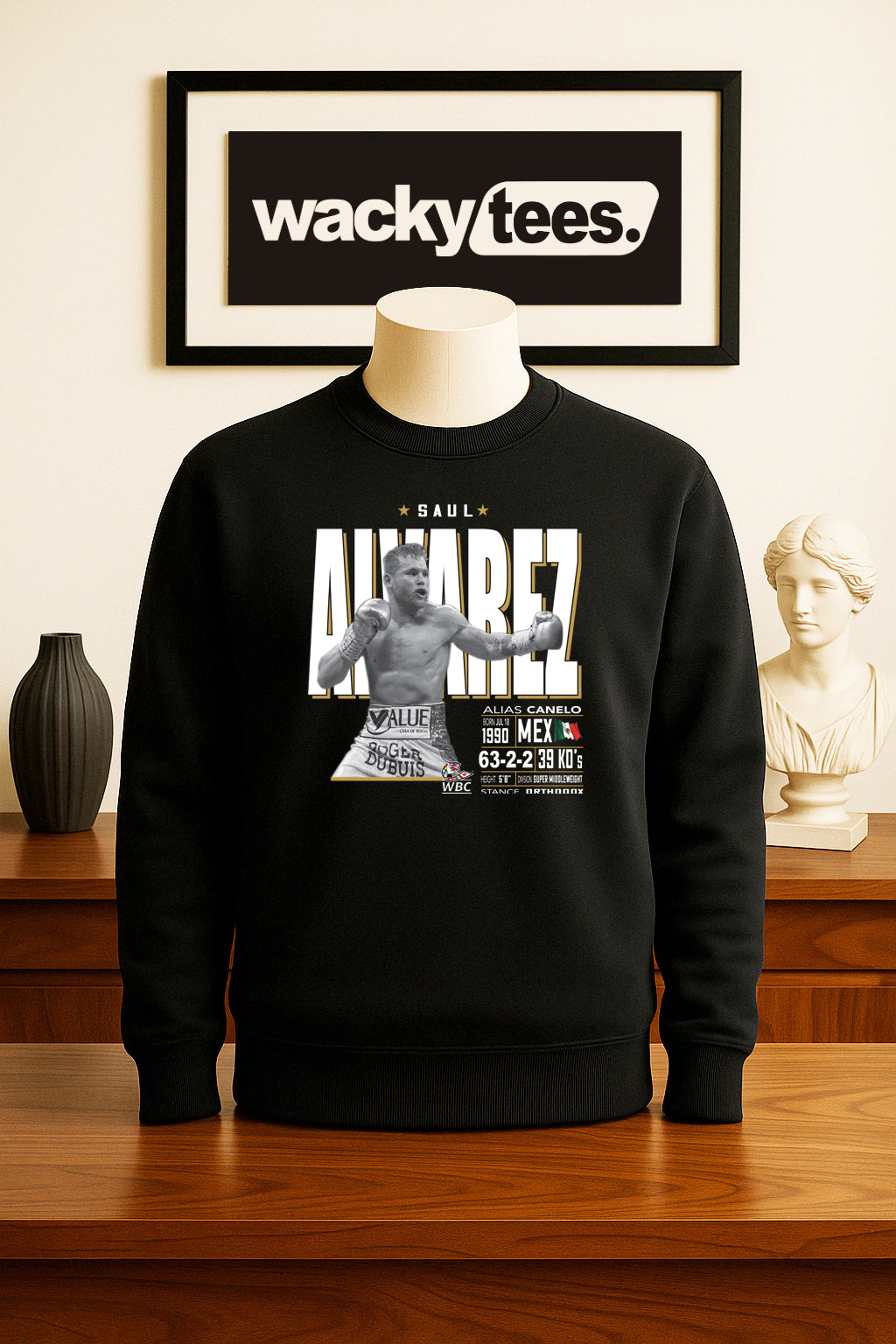Canelo Alvarez Tale of the Tape Mexican Boxing Stats Graphic Tee Shirt