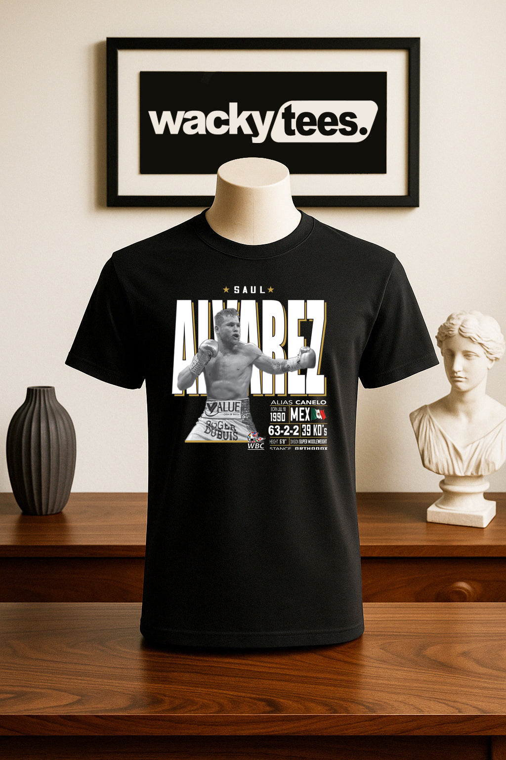 Canelo Alvarez Tale of the Tape Mexican Boxing Stats Graphic Tee Shirt