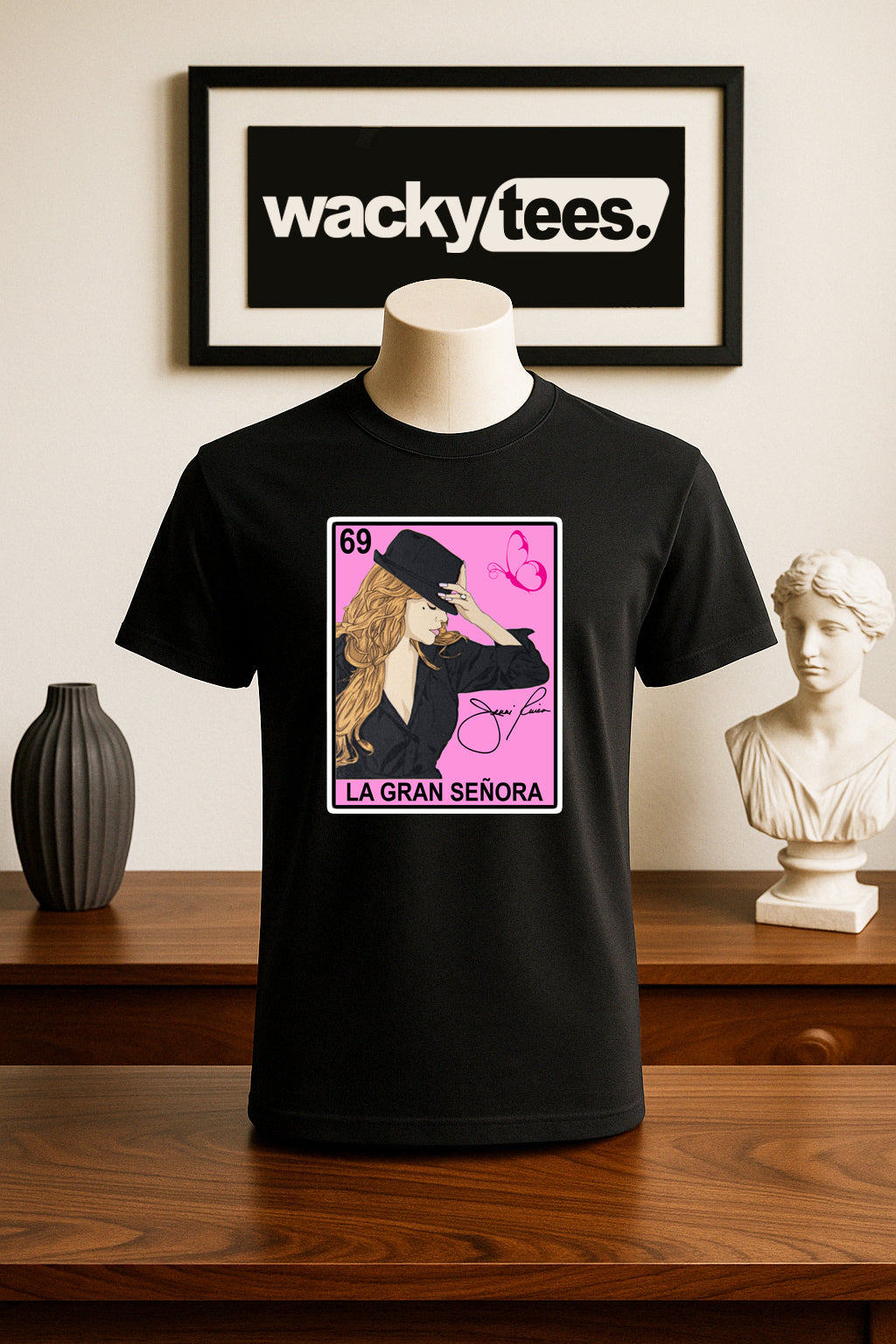 Jenni Rivera La Gran Senora Loteria Mexican Bingo Graphic Tee Shirt