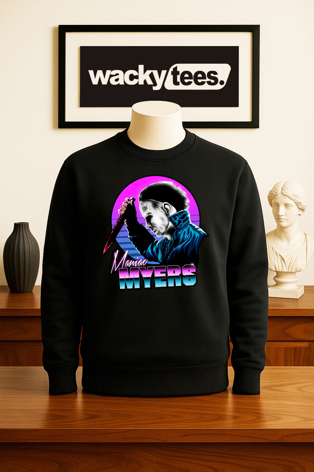 Maniac Myers 80s style Michael Myers Horror Terror Halloween Graphic Tee Shirt